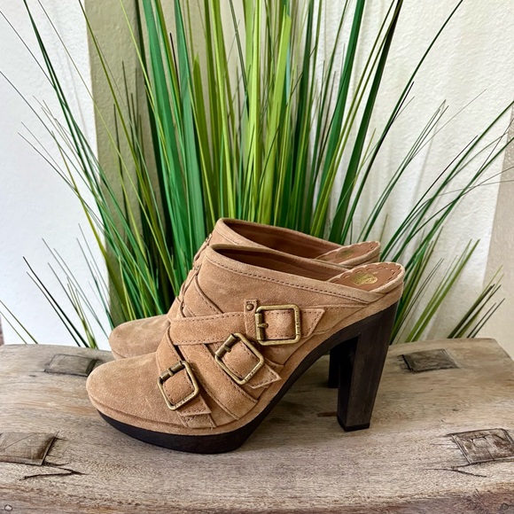 Juicy Couture Shoes - Juicy Couture Colette Taupe Wooden Heel Mules